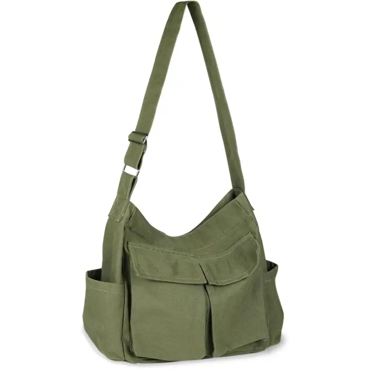 Bandolera de lona de gran capacidad informal de lona con varios bolsos - 1