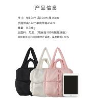 Bolso De Hombro Retro Para Mujer Con Cuadros Y Cierre De Cremallera Bolso De Mano Suave De Color Sólido Con Padded Tote Handbags Rosa - details 1