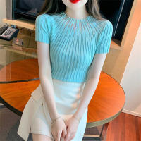 Top De Punto Para Mujer Con Cuello Medio Y Manga Corta Estilo Casual Con Brillantes Polyester Stretch Medio Para Todas Las Estaciones - details 19