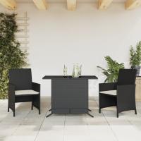 vidaXL Mesita y sillas con cojines 3 piezas ratán sintético negro en color Negro y crema/Beige mezcla/Gris claro y más | cómodas modernas ergonómicas para comedor cocina salón hogar - details 0