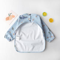 Delantal De Comida Para Niños Con Bolsillo Y Manga Larga Cubierta Completa Ropa Infantil Impermeable Con Bolsa Smock De Moda Para Bebés - details 0