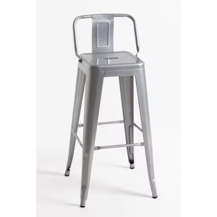 Regalos Miguel - Packs Taburetes Altos - Pack 6 Taburetes Torix Respaldo - Gris metalizado - 1
