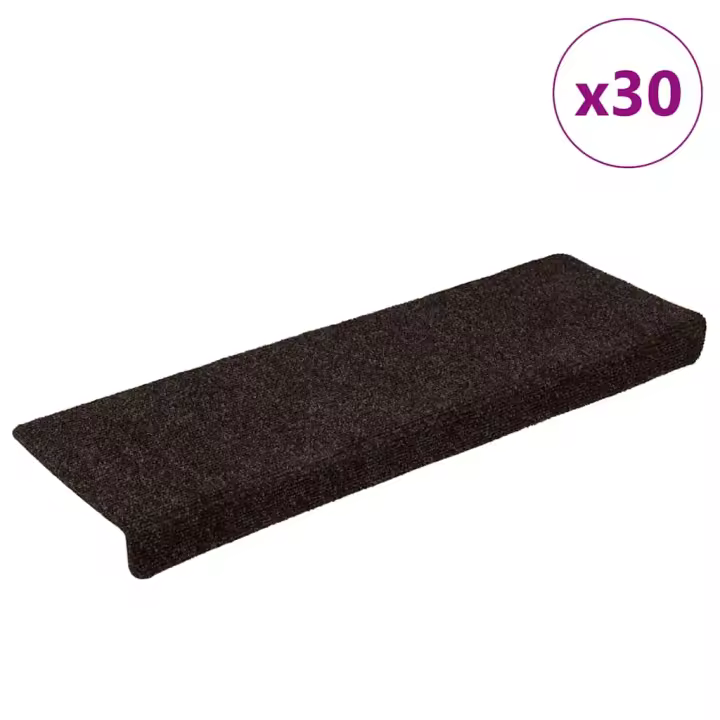 vidaXL Alfombrilla autoadhesiva escalera 30 uds marrón 65x21x4cm - 1