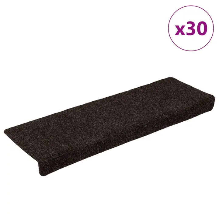 vidaXL Alfombrilla autoadhesiva escalera 30 uds marrón 65x21x4cm - 1