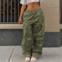 Pantalones Cargo Holgados Y2K Para Mujer Talla Grande Cintura Baja Estilo Streetwear Con Bolsillos Y Cinturón De Poliéster - details 10
