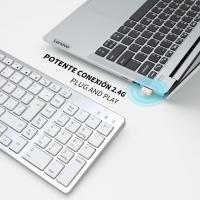 Teclado Inalámbrico Silencioso Español, Teclas de Perfil Bajo, Teclado Numérico, Receptor USB 2.4GHz, Ergonómico Wireless Keyboard para Windows Mac PC Ordenador Portátil - Plata - details 0