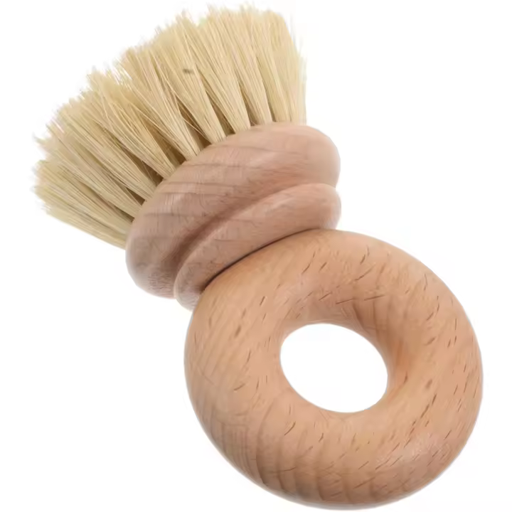Cepillo De Madera para Fregar Platos Cepillo para Limpiar Ollas Sartenes Y Platos con Mango para Fregaderos Encimeras Frutas Y Verduras - 1
