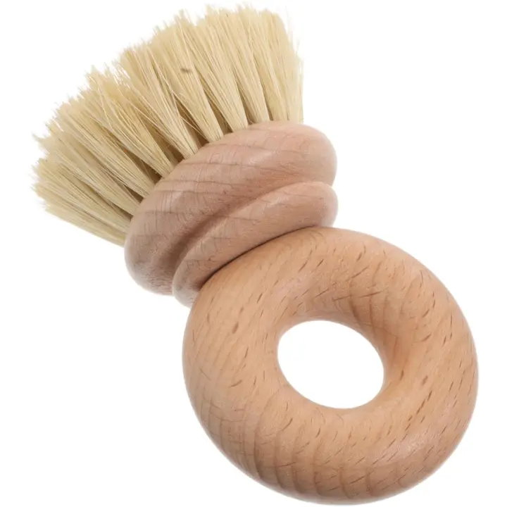 Cepillo De Madera para Fregar Platos Cepillo para Limpiar Ollas Sartenes Y Platos con Mango para Fregaderos Encimeras Frutas Y Verduras - 1