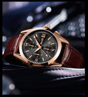 Reloj De Pulsera Deportivo Para Hombre POSHI Nueva Moda 2023 Con Correa De Cuero Lujo Movimiento Cuarzo Impermeable Y Calendario - details 10
