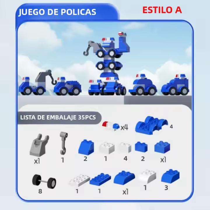 Juguetes Educativos Para Niños Bloques De Construcción Grandes 35/40/42PCS Excavadora Vehículos De Tráfico Engineering DIY Bloques Para La Creación - 1