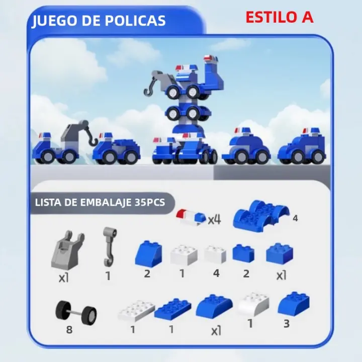 Juguetes Educativos Para Niños Bloques De Construcción Grandes 35/40/42PCS Excavadora Vehículos De Tráfico Engineering DIY Bloques Para La Creación - 1
