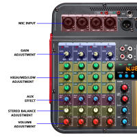 Mezclador De Audio 6 Canales Con Efecto AUX Y Potencia Fonética De 48V USB Consola De Mezcla Profesional EU/US Plug - details 8