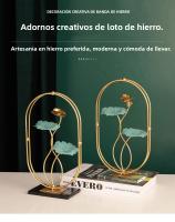 Ornamento De Hoja De Loto De Hierro Para Decoración De Escritorio Artículos De Arte Para Estudio Y Dormitorio Accesorios De Hogar - details 0
