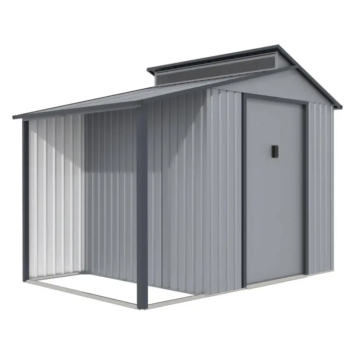 Caseta de metal con pergola "Madras" - 5.64 m² - Gris, Caseta de metal con pergola "Madras" - 5.64 m² - Gris - 1
