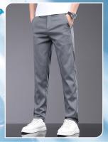 Nuevos Pantalones Para Hombre De Seda Lyocell Suave Estirable Moda Casual Verano Cintura Elástica Slim Trousers Negocios - details 1