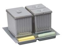 AZERO -  Cubo de Reciclaje para Interior - 1 Cubo de 14L y 2 Cubos de 6,5L - Ancho Módulo 60-25x49x54 cm - Base Recortable en Anchura y Fondo - Color Gris - Material de Plástico PVC - details 0