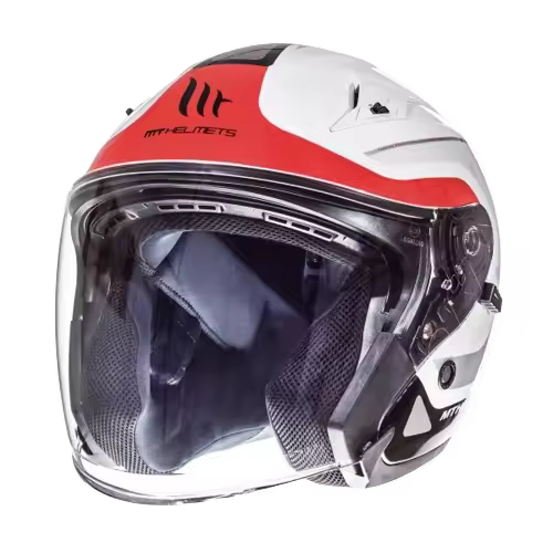 Casco Moto Casco Mt Avenue Sv Crossroad Brillo Blanco Rojo   Ce U - 1