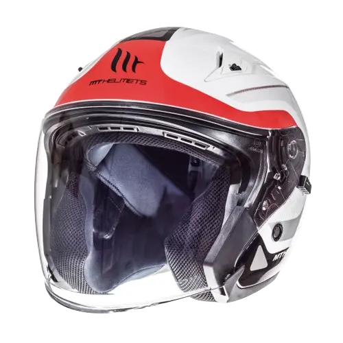 Casco Moto Casco Mt Avenue Sv Crossroad Brillo Blanco Rojo   Ce U - 1