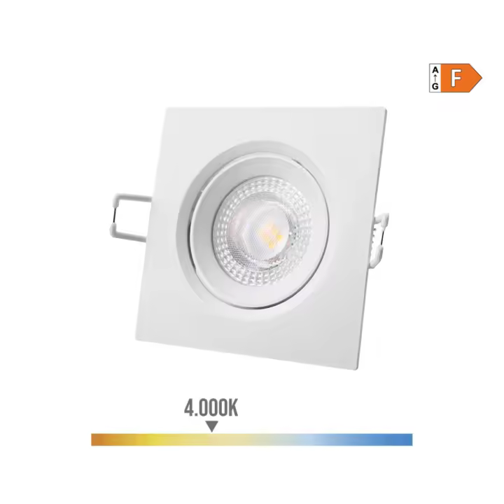 DOWNLIGHT LED EMPOTRABLE CUADRADO 5W 4000K LUZ DIA COLOR BLANCO 9x9cm EDM - 1