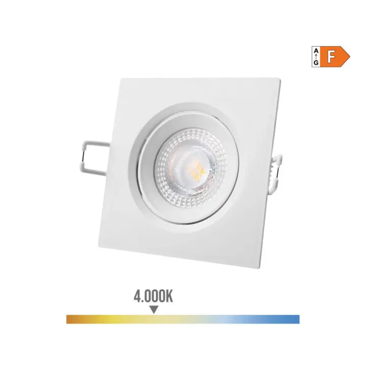 DOWNLIGHT LED EMPOTRABLE CUADRADO 5W 4000K LUZ DIA COLOR BLANCO 9x9cm EDM - 1