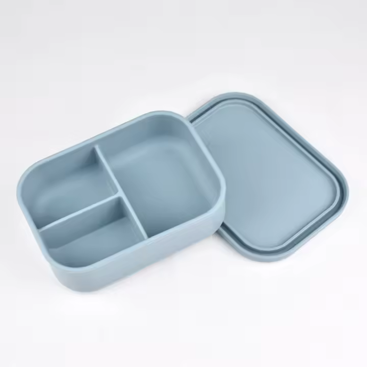 Bolsa de almuerzo aislante tipo bento para almacenar alimentos Lytnzl Lonchera de silicona con tres compartimentos La comida no gotea Segura y saludable Adecuada para adultos y niños - 1