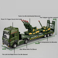 Tanque Militar De Escala 1/32 Con Función Retroceso Y Luz Regalo Para Niños Modelo De Automóvil De Aleación Y Latón Verde - details 0