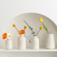 Vaso De Flor Cerámico Blanco Alargado Estilo Nórdico Minimalista Decoración De Escritorio Para Arreglo Floral Y Flores - details 7