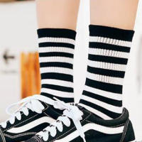 Calcetines De Lana Japonesa Estilo Coreano Para Mujeres Calcetines De Moda Casual Con Patrón Rayado Talla Única Paquete De 6 - details 3