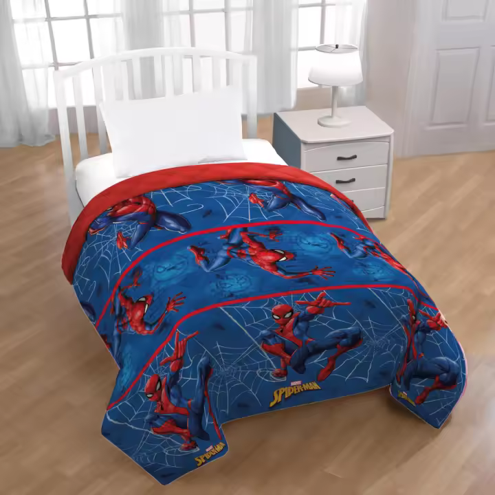 Spiderman - Colcha Bouti Spiderman Verano Marvel 170 x 250 Cm (Cama 90 - 105 Cm) Rojo Azul Telarañas - 1