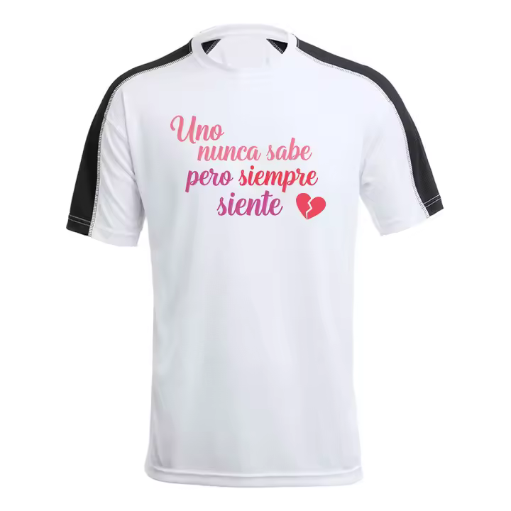 MERCHANDMANIA CAMISETA técnica franja mangas NEGRA frase bonita sentimientos amor novios corazon roto tshirt - 1