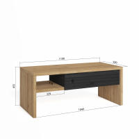 Skraut Home - Mesa de Centro Elevable - Mesa Auxiliar Salón Comedor - 110x50x45 cm - Mesa de Comedor - Estilo Moderno - Color Roble y negro - dimensiones con la bandeja elevada 110x50x56cm - details 1