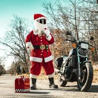 3Pcs Cubierta De Peluche Para Casco De Motocicleta Navidad Estilo Papá Noël Material Poliéster Y Algodón Regalo Personalizado Para Viajes Al Aire Libre - details 2