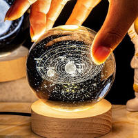 Lámpara De Mesa LED En Cristal Con Galaxia Luna 3D Luz Nocturna Para Dormitorio Sala De Estar Regalo De Navidad USB Poder - details 2