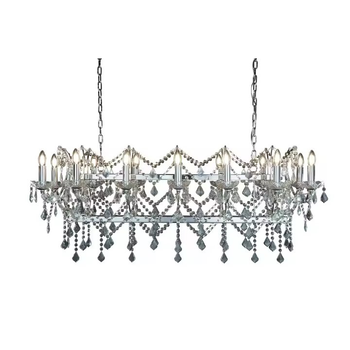 Florence Classic Araña de Acero Cromado Cristal Blanco 14 Luces E14 - 1