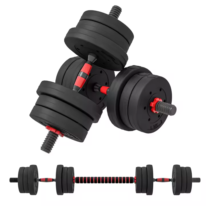 HOMCOM Juego de Mancuernas Ajustables de 20 kg 2 en 1 Juego de Pesas de Dumbbell con Barras Conexión y Barra de Extensión Kit de Levantamiento de Pesas para Hombres y Mujeres Gimnasio en Casa Negro - 1