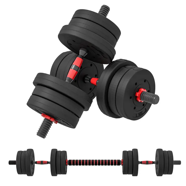 HOMCOM Juego de Mancuernas Ajustables de 20 kg 2 en 1 Juego de Pesas de Dumbbell con Barras Conexión y Barra de Extensión Kit de Levantamiento de Pesas para Hombres y Mujeres Gimnasio en Casa Negro - 1
