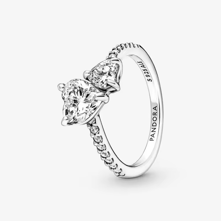 Anillo Pandora Doble Corazón Brillante 191198C01 - 1