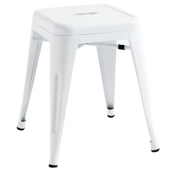 ORION91 Taburete Bajo BETA Acero Blanco Satinado Apilable 45cm Bar Hostelería Pub Restaurante Comedor Oficina Salón Teletrabajo Cocina - SpazioLuzio - 1