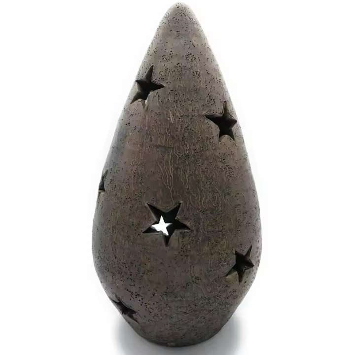 Lampara artesanal farol de barro para jardín, rustica 50 cm x 25 cm - 1