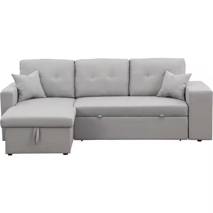 Sofá cama esquinero/reversible "Axel" - 3 plazas - Gris claro - 1