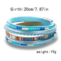 Pulsera Bohemia Vintage De Cuero Genuino Para Mujeres Y Hombres Hecha a Mano Con Cierre Magnético Ancho Joyería De Moda - details 21
