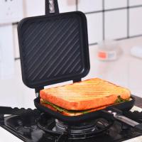 Doble Cara Pan de Freír Pan Antiadherente Placa de Barbacoa Múltiples Propósitos Molde de Tostadora de Sándwich Resistente al Calor Fabricante de Gofres Para Cocina, Suministros Escolares, Regreso a Clases - details 0