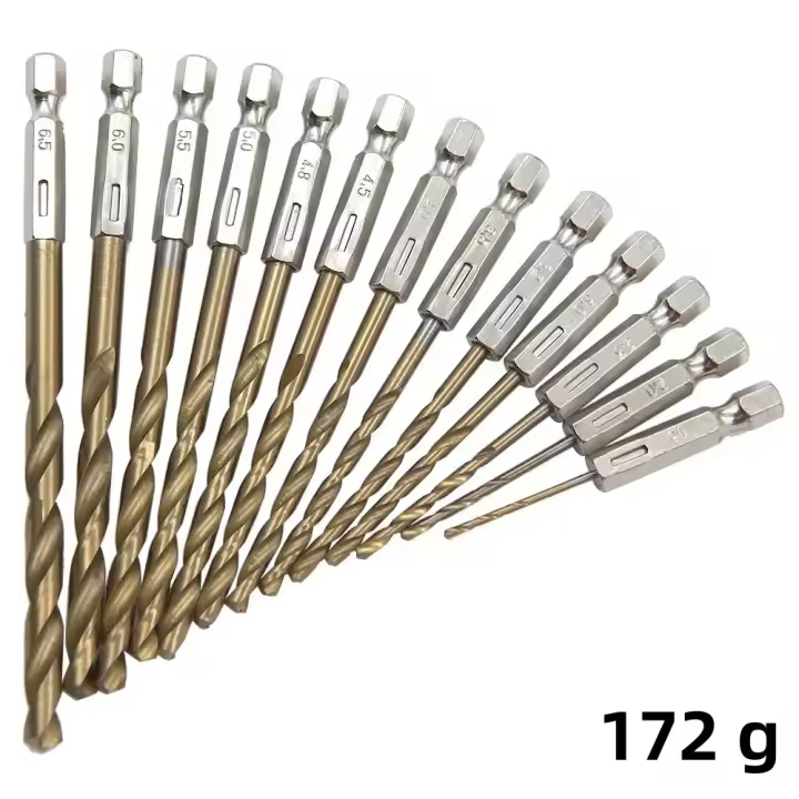 Juego De 13 Piezas De Brocas De Tornillo Hexagonal Platinadas Con Cabezal De Titánio Para Amoladora Eléctrica 1.5-6.5mm Herramienta De Perforación Y Reamado Para Madera - 1