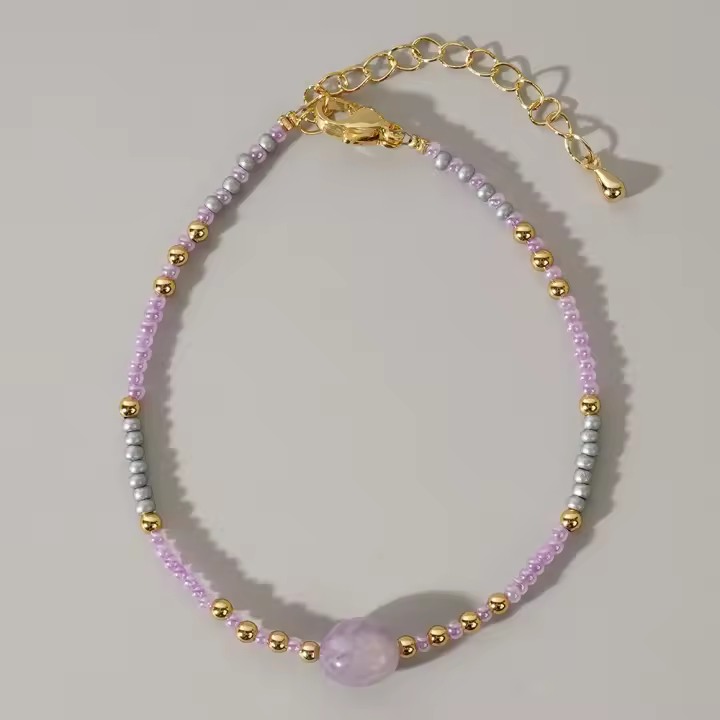 Pulsera De Cuentas De Granos Estilo Bohemio Colorido Con Piedras Naturales Para Niñas Pulsera Ajustable Para Uso Diario Regalo Ideal - 1