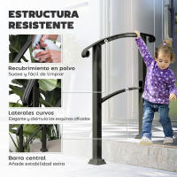 Outsunny Barandilla de Escalera 71 cm Pasamanos para Escalera con Kit de Instalación Ángulo Ajustable para 1-3 Escalones para Exterior Terraza Patio Negro - details 1