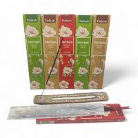 Incienso Natural Tulasi, Hecho en la India, 6 Cajas con 15 Sticks, 3 Aromas: Palo Santo, Rosa Roja y Manzana Verde + Quemador de Madera - details 0