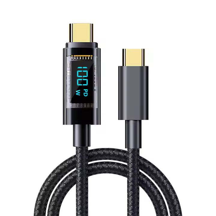 DAM. Cable USB-C a USB-C de 100W PD, carga rápida, pantalla digital, 1,2 metros. 120x0,5x0,5cm - 1