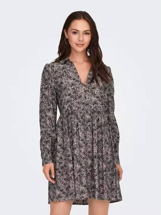 Jdy Abigail Vestido Corto Estampado Gris - Elegante, Se Adapta A Cualquier Situación - 1