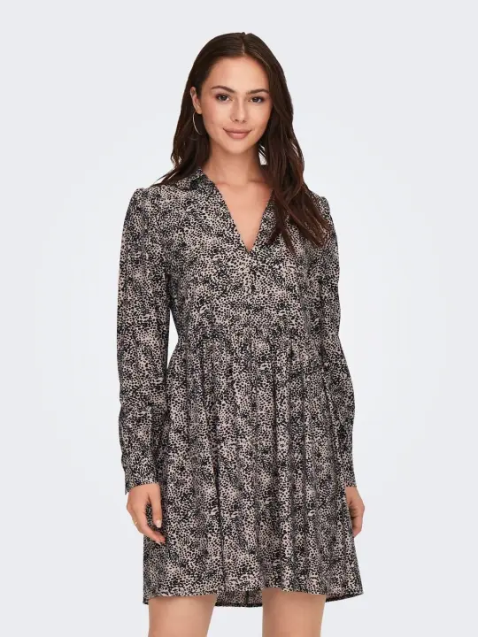 Jdy Abigail Vestido Corto Estampado Gris - Elegante, Se Adapta A Cualquier Situación - 1