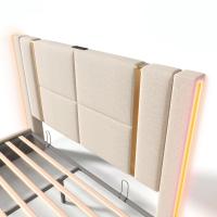 Marco de Cama Multialmacén Doble Tapizado USB Type C + Control APP LED 140x200 - Diseño Silencioso, Espacio Duplicado & Estilo Minimalist Versátilla para Dormitory - details 7
